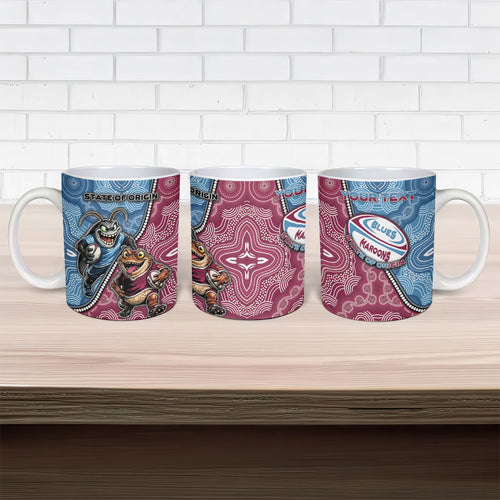 Personalised New South Wales And Queensland Ceramic Mug Cockroaches With Frogs Aboriginal Art