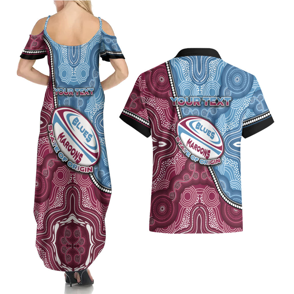 Personalised New South Wales And Queensland Couples Matching Summer Maxi Dress and Hawaiian Shirt Cockroaches With Frogs Aboriginal Art