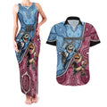 Personalised New South Wales And Queensland Couples Matching Tank Maxi Dress and Hawaiian Shirt Cockroaches With Frogs Aboriginal Art