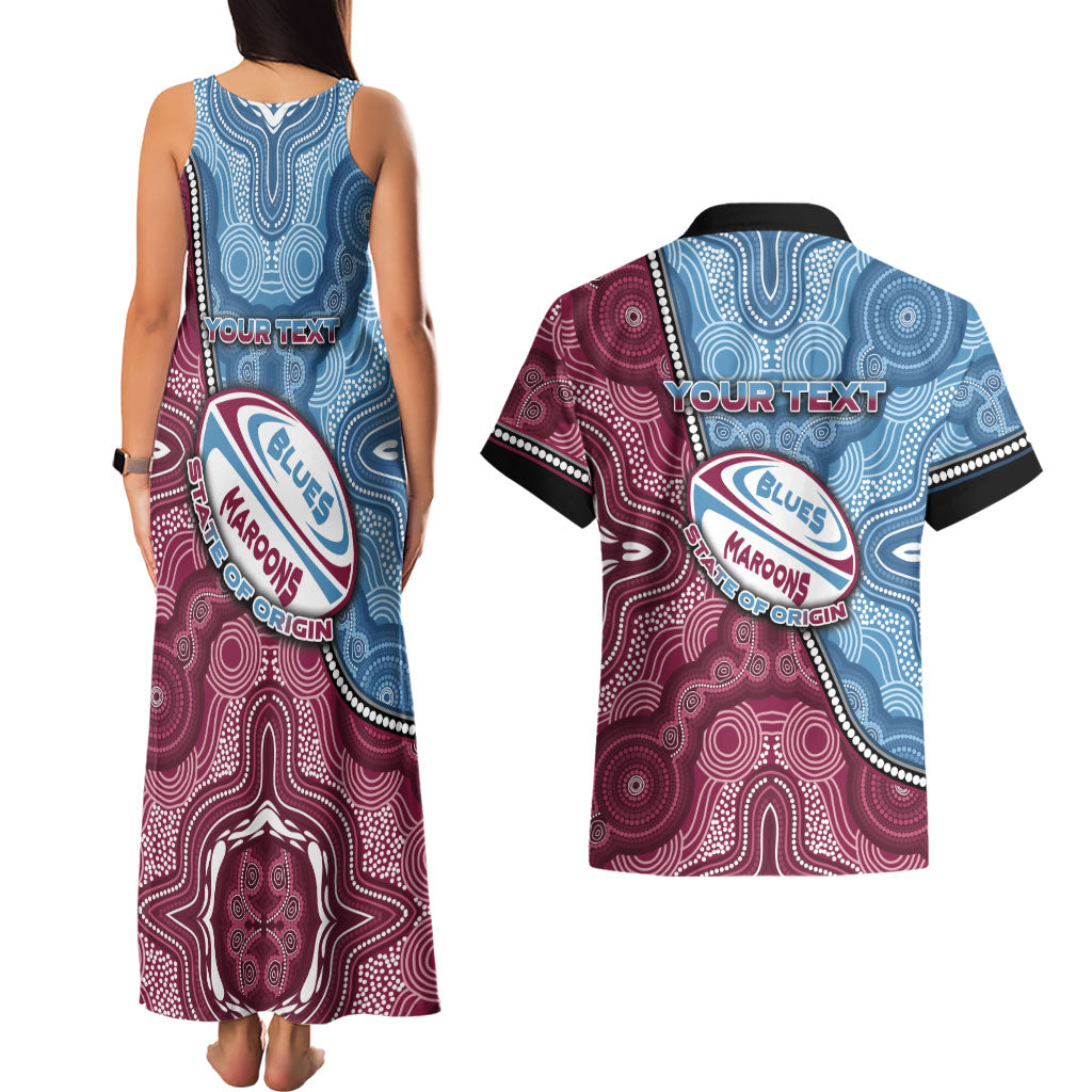 Personalised New South Wales And Queensland Couples Matching Tank Maxi Dress and Hawaiian Shirt Cockroaches With Frogs Aboriginal Art
