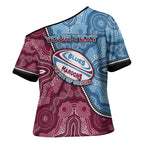 Personalised New South Wales And Queensland Cross Shoulder Shirt Cockroaches With Frogs Aboriginal Art