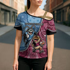 Personalised New South Wales And Queensland Cross Shoulder Shirt Cockroaches With Frogs Aboriginal Art