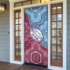 Personalised New South Wales And Queensland Door Cover Cockroaches With Frogs Aboriginal Art