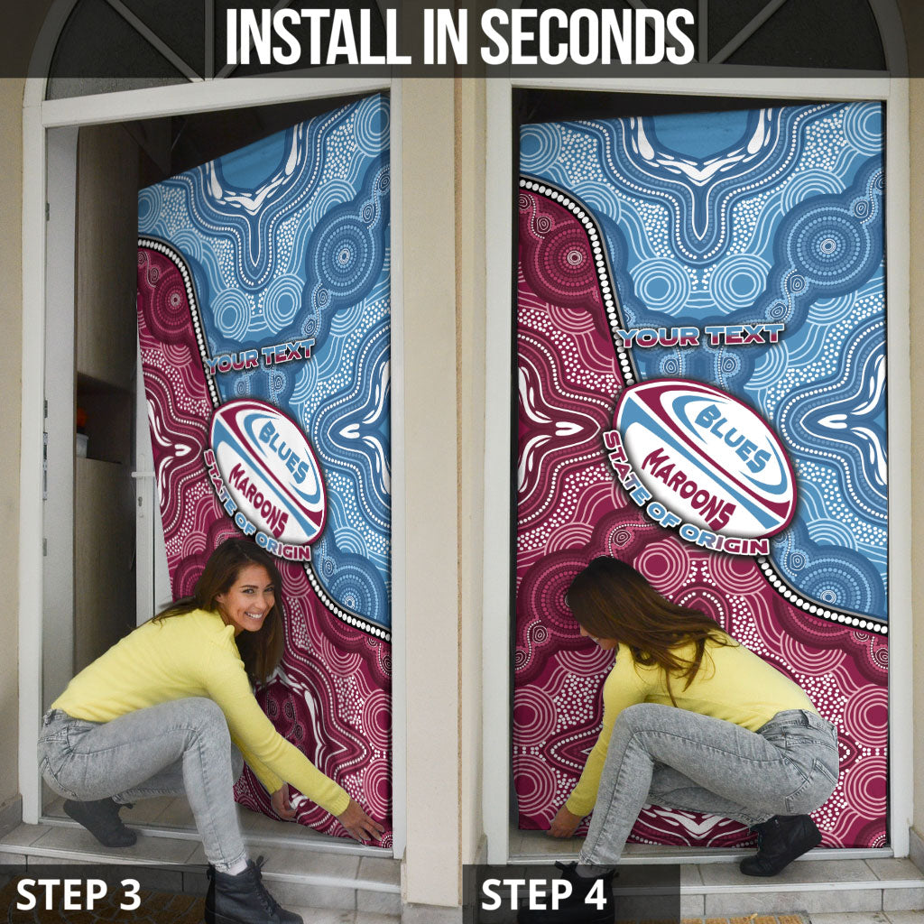 Personalised New South Wales And Queensland Door Cover Cockroaches With Frogs Aboriginal Art