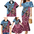 Personalised New South Wales And Queensland Family Matching Mermaid Dress and Hawaiian Shirt Cockroaches With Frogs Aboriginal Art