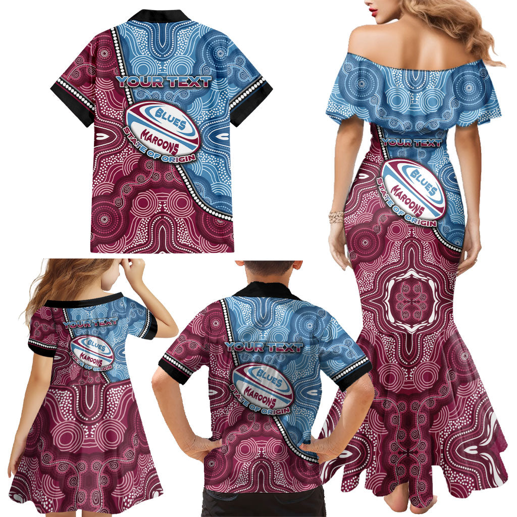 Personalised New South Wales And Queensland Family Matching Mermaid Dress and Hawaiian Shirt Cockroaches With Frogs Aboriginal Art