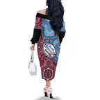 Personalised New South Wales And Queensland Family Matching Off The Shoulder Long Sleeve Dress and Hawaiian Shirt Cockroaches With Frogs Aboriginal Art