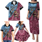 Personalised New South Wales And Queensland Family Matching Puletasi and Hawaiian Shirt Cockroaches With Frogs Aboriginal Art