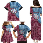 Personalised New South Wales And Queensland Family Matching Puletasi and Hawaiian Shirt Cockroaches With Frogs Aboriginal Art