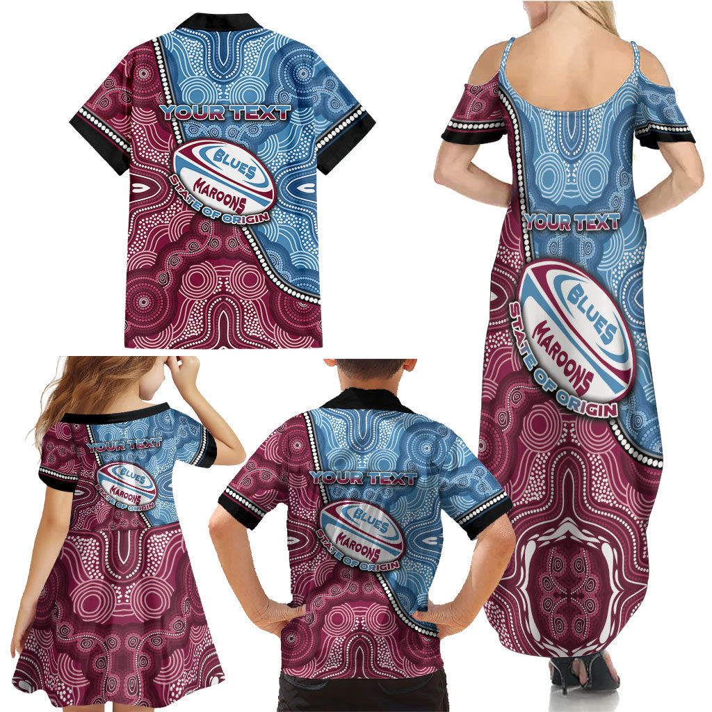 Personalised New South Wales And Queensland Family Matching Summer Maxi Dress and Hawaiian Shirt Cockroaches With Frogs Aboriginal Art