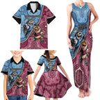 Personalised New South Wales And Queensland Family Matching Tank Maxi Dress and Hawaiian Shirt Cockroaches With Frogs Aboriginal Art