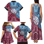 Personalised New South Wales And Queensland Family Matching Tank Maxi Dress and Hawaiian Shirt Cockroaches With Frogs Aboriginal Art