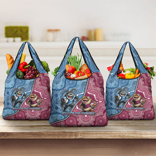 New South Wales And Queensland Grocery Bag Cockroaches With Frogs Aboriginal Art