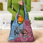 New South Wales And Queensland Grocery Bag Cockroaches With Frogs Aboriginal Art