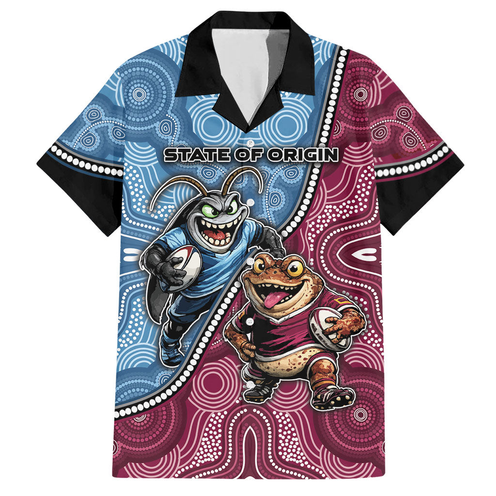 Personalised New South Wales And Queensland Hawaiian Shirt Cockroaches With Frogs Aboriginal Art