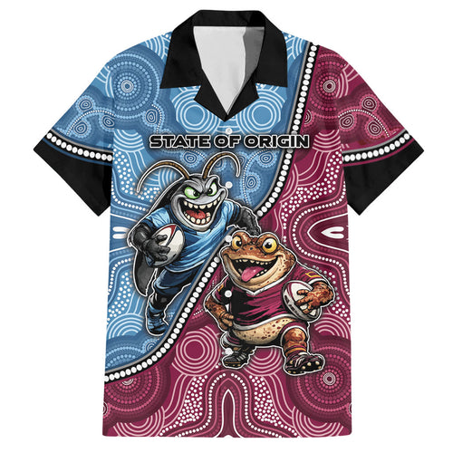 Personalised New South Wales And Queensland Hawaiian Shirt Cockroaches With Frogs Aboriginal Art