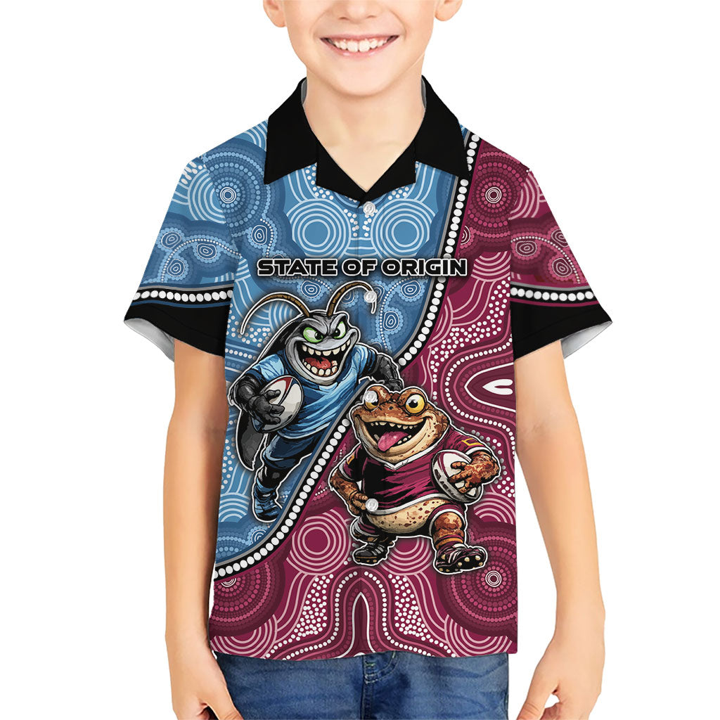 Personalised New South Wales And Queensland Hawaiian Shirt Cockroaches With Frogs Aboriginal Art