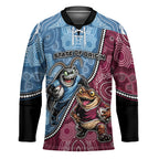 Personalised New South Wales And Queensland Hockey Jersey Cockroaches With Frogs Aboriginal Art