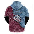 Personalised New South Wales And Queensland Hoodie Cockroaches With Frogs Aboriginal Art