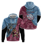 Personalised New South Wales And Queensland Hoodie Cockroaches With Frogs Aboriginal Art