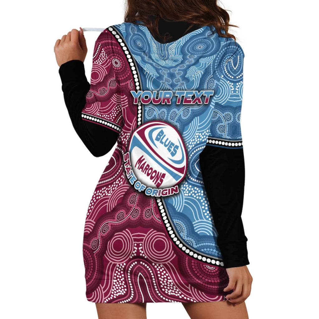 Personalised New South Wales And Queensland Hoodie Dress Cockroaches With Frogs Aboriginal Art
