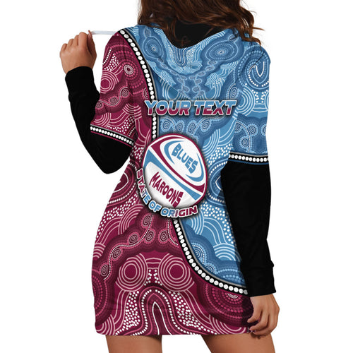 Personalised New South Wales And Queensland Hoodie Dress Cockroaches With Frogs Aboriginal Art