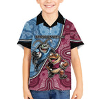 Personalised New South Wales And Queensland Kid Hawaiian Shirt Cockroaches With Frogs Aboriginal Art