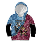 Personalised New South Wales And Queensland Kid Hoodie Cockroaches With Frogs Aboriginal Art