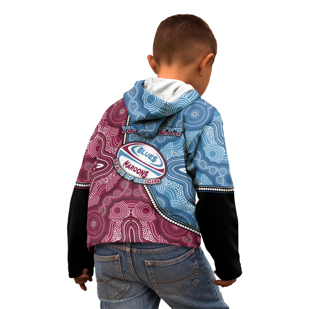 Personalised New South Wales And Queensland Kid Hoodie Cockroaches With Frogs Aboriginal Art