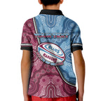Personalised New South Wales And Queensland Kid Polo Shirt Cockroaches With Frogs Aboriginal Art