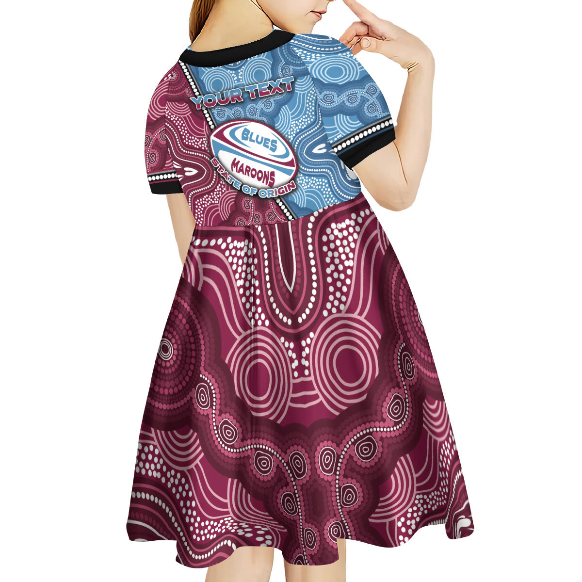 Personalised New South Wales And Queensland Kid Short Sleeve Dress Cockroaches With Frogs Aboriginal Art