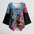 Personalised New South Wales And Queensland Kimono Sleeve Blouse Cockroaches With Frogs Aboriginal Art