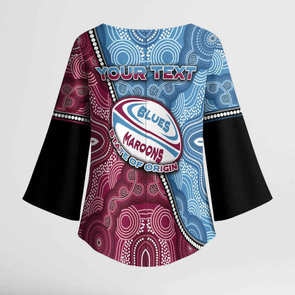 Personalised New South Wales And Queensland Kimono Sleeve Blouse Cockroaches With Frogs Aboriginal Art
