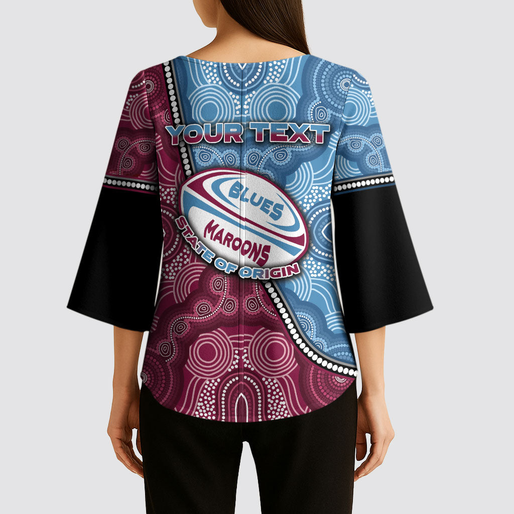 Personalised New South Wales And Queensland Kimono Sleeve Blouse Cockroaches With Frogs Aboriginal Art