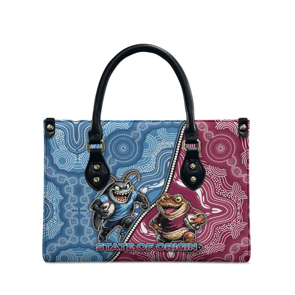 New South Wales And Queensland Leather Bag Cockroaches With Frogs Aboriginal Art