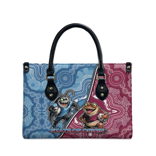 New South Wales And Queensland Leather Bag Cockroaches With Frogs Aboriginal Art