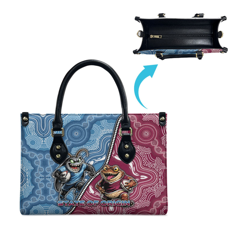 New South Wales And Queensland Leather Bag Cockroaches With Frogs Aboriginal Art