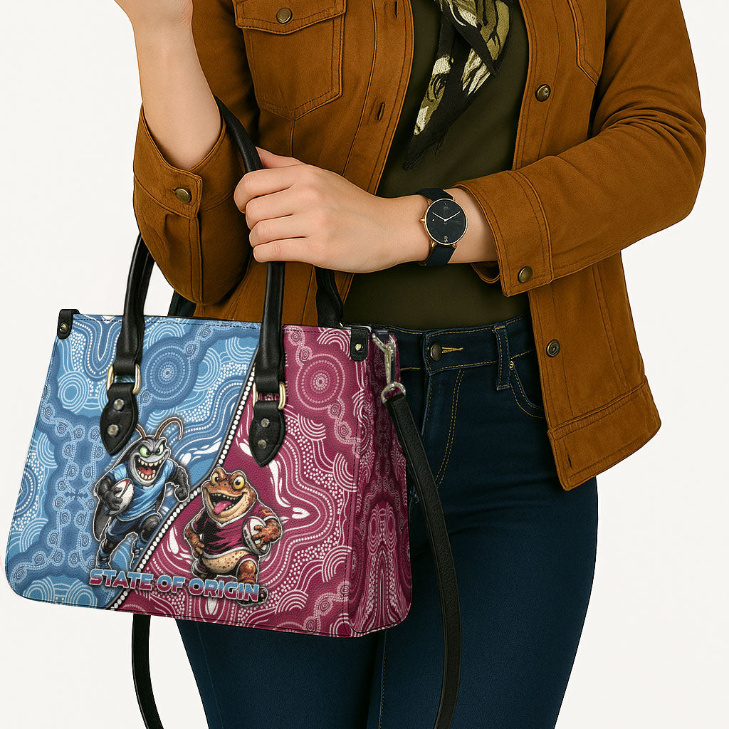 New South Wales And Queensland Leather Bag Cockroaches With Frogs Aboriginal Art