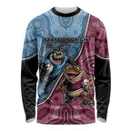 Personalised New South Wales And Queensland Long Sleeve Shirt Cockroaches With Frogs Aboriginal Art