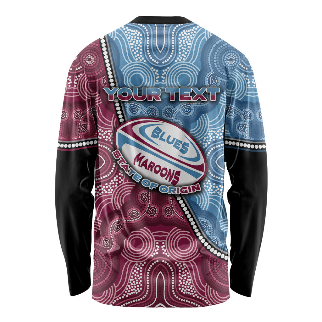 Personalised New South Wales And Queensland Long Sleeve Shirt Cockroaches With Frogs Aboriginal Art