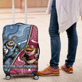 New South Wales And Queensland Luggage Cover Cockroaches With Frogs Aboriginal Art
