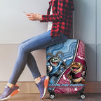 New South Wales And Queensland Luggage Cover Cockroaches With Frogs Aboriginal Art