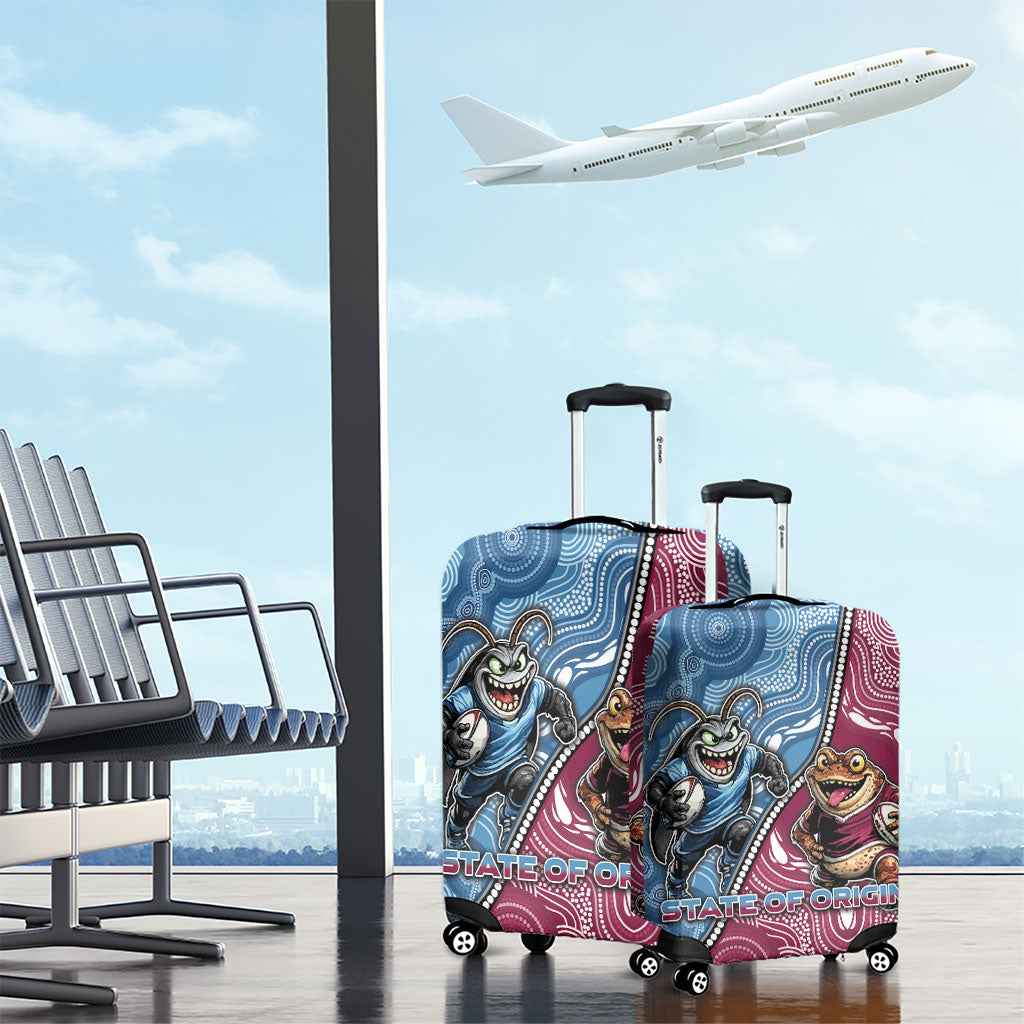 New South Wales And Queensland Luggage Cover Cockroaches With Frogs Aboriginal Art