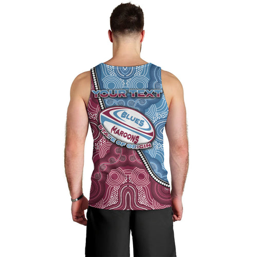 Personalised New South Wales And Queensland Men Tank Top Cockroaches With Frogs Aboriginal Art