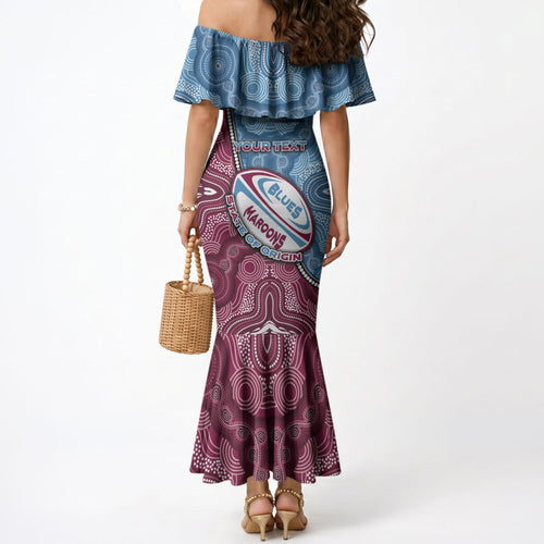 Personalised New South Wales And Queensland Mermaid Dress Cockroaches With Frogs Aboriginal Art