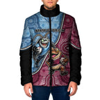 Personalised New South Wales And Queensland Padded Jacket Cockroaches With Frogs Aboriginal Art