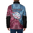 Personalised New South Wales And Queensland Padded Jacket Cockroaches With Frogs Aboriginal Art
