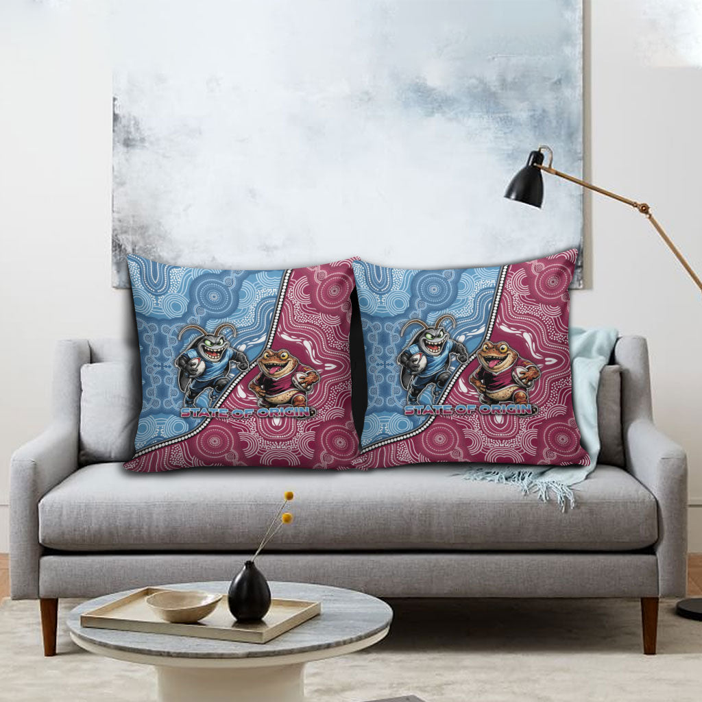 New South Wales And Queensland Pillow Cover Cockroaches With Frogs Aboriginal Art