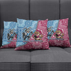New South Wales And Queensland Pillow Cover Cockroaches With Frogs Aboriginal Art