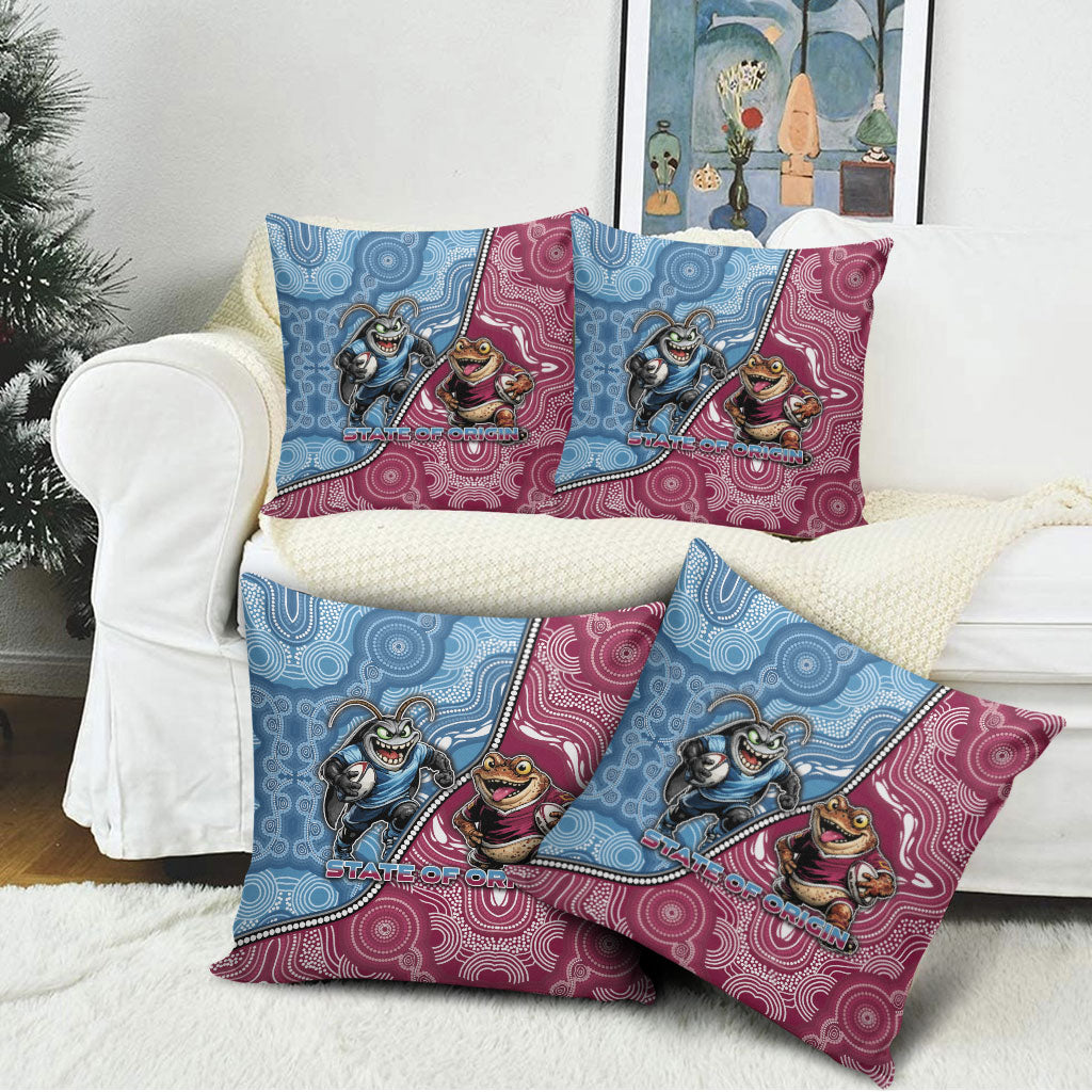 New South Wales And Queensland Pillow Cover Cockroaches With Frogs Aboriginal Art
